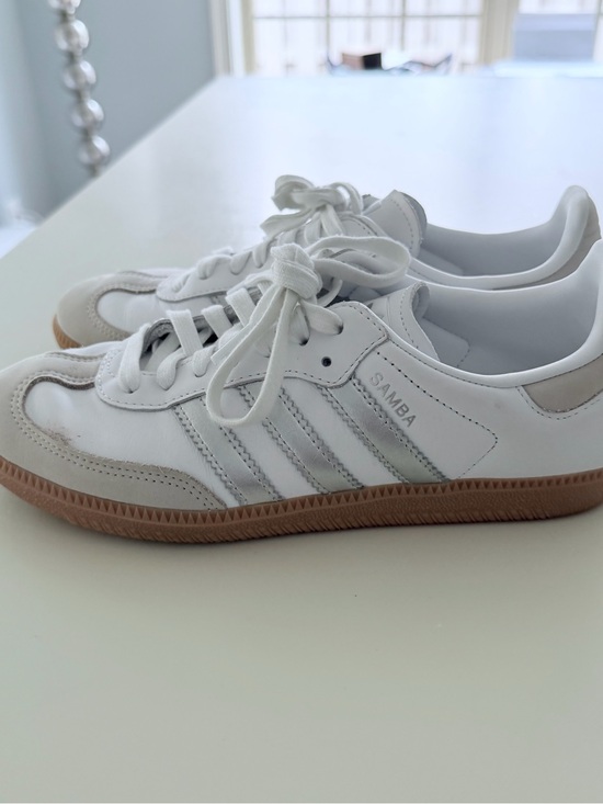 adidas Shoes - Adidas Samba White and silver with Gum Sole Women’s Sneakers.